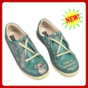 DOGO Koala Take‎ Me Wherever You Go Sneakers Women US 6 EU 37 Green Print NWT